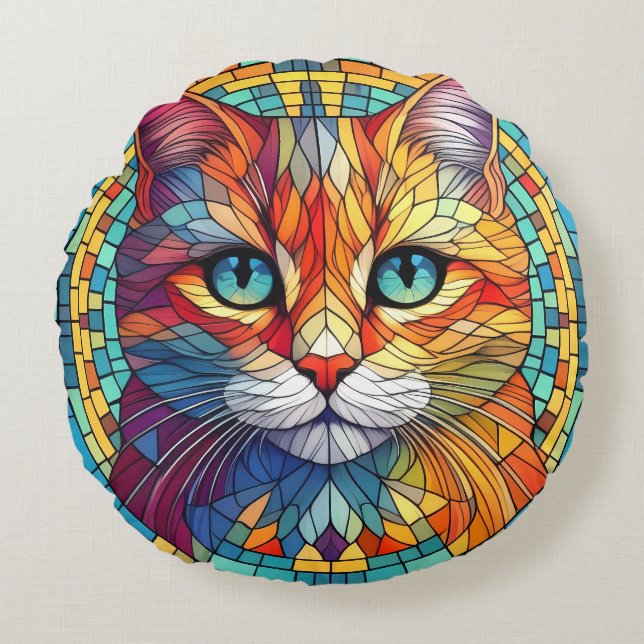 Cat face round cushion (Front)