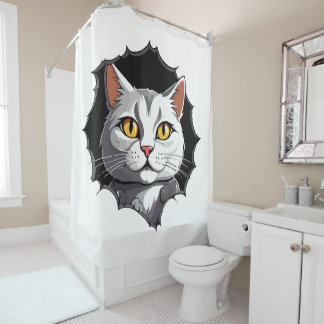 Cat Face Shower Curtain