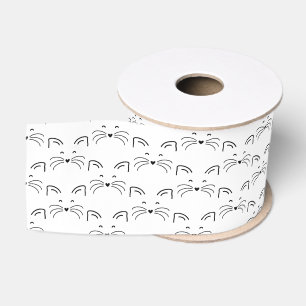 Cat face simple line grosgrain ribbon