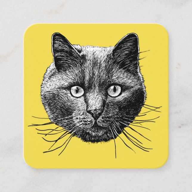 Cat Face Square Business Card (Front)