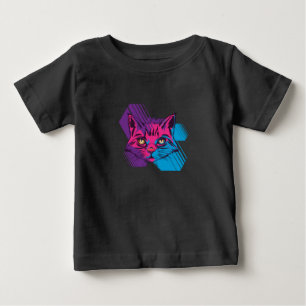 Cat Face Stylish Colourful Design Baby T-Shirt