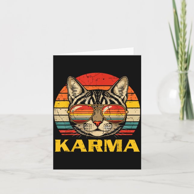Cat Face Sungles Karma Funny Kitten Kitty Men Wome Card (Front)