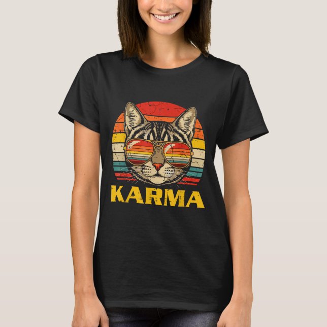 Cat Face Sungles Karma Funny Kitten Kitty Men Wome T-Shirt (Front)