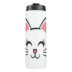 Cat Face Whiskers Print Love Halloween Thermal Tumbler