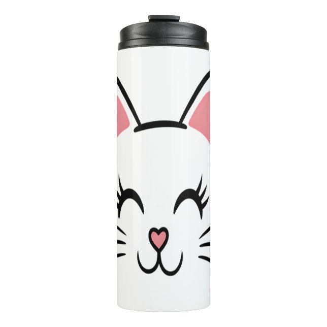 Cat Face Whiskers Print Love Halloween Thermal Tumbler (Front)