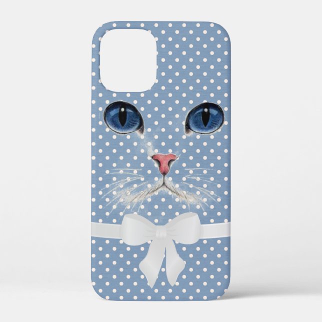 cat face with bow on dots Case-Mate iPhone case (Back)