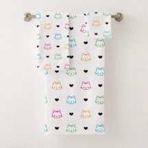 Cat Faces and Hearts Cute Pattern for Kids