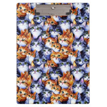 Cat faces collage cute pattern pet animals