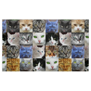 Cat Faces Collage Sewing Craft Fabric