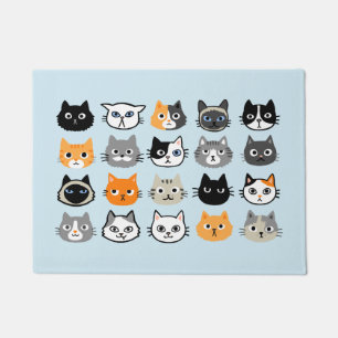 Cat Faces Cute, Funny and Annoyed Cats Doormat