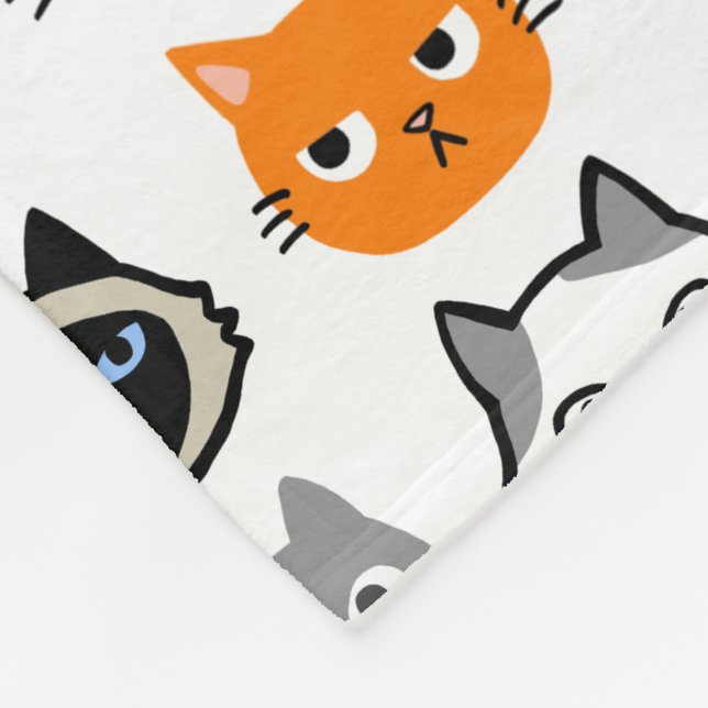 Cat Faces | Cute, Funny and Annoyed Cats Fleece Blanket (Corner)