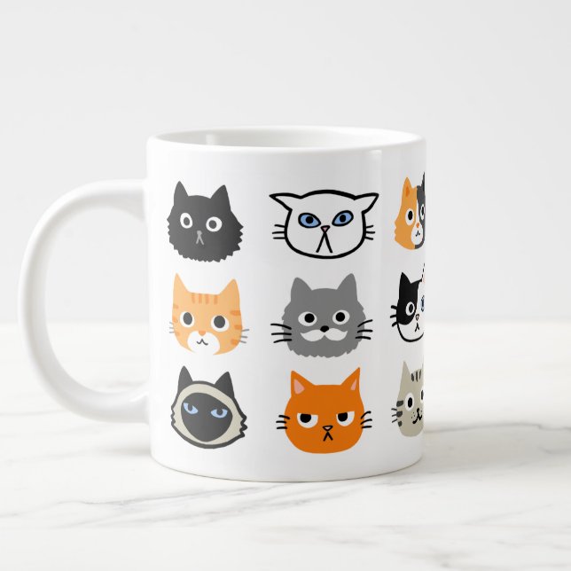 Cat Faces | Cute, Funny and Annoyed Cats Large Coffee Mug (Left)