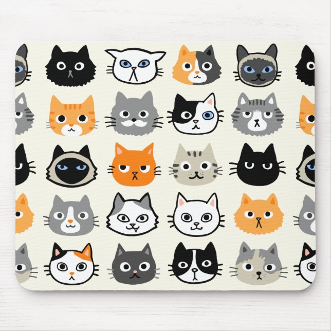Cat Faces | Cute, Funny and Annoyed Cats Mouse Mat (Front)