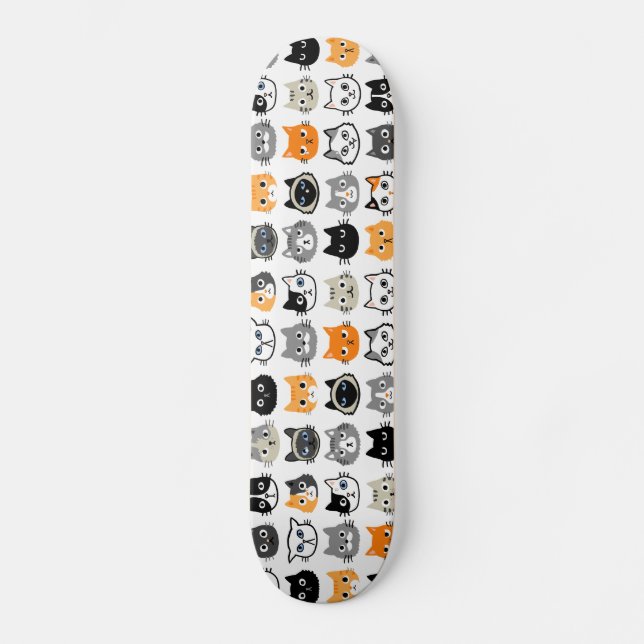 Cat Faces | Cute, Funny and Annoyed Cats Skateboard (Front)