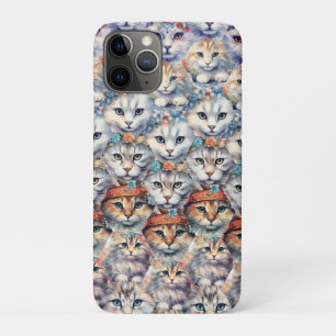 Cat faces Hexagon Pattern iPhone 11 Pro Case