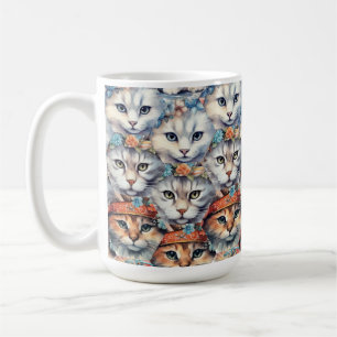 Cat faces Hexagon Pattern Coffee Mug