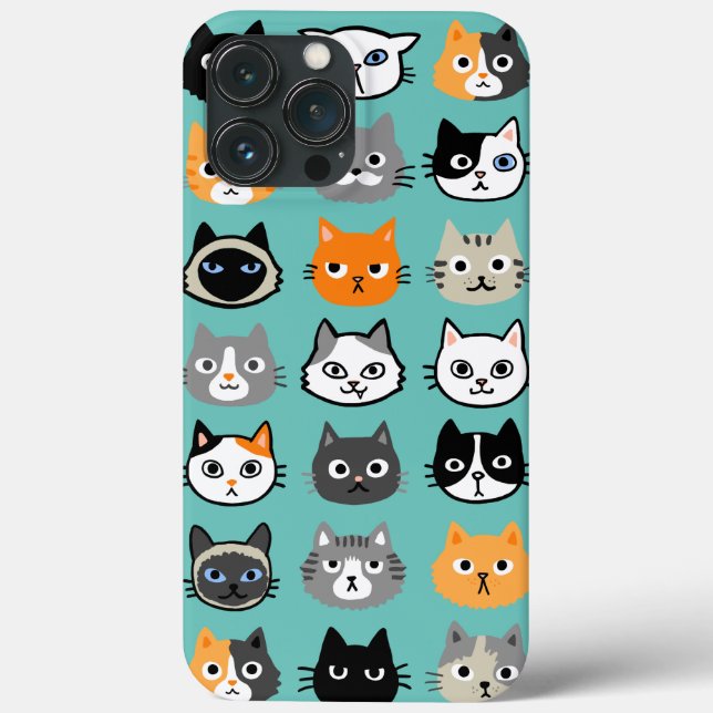 Cat Faces Pattern | Cool Kitty Cat Lover's Case-Mate iPhone Case (Back)