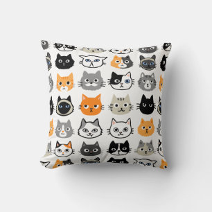 Cat Faces Pattern   Cool Kitty Cat Lover's Cushion