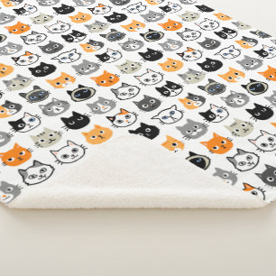 Cat Faces Pattern   Cool Kitty Cat Lover's Sherpa Blanket
