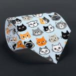 Cat Faces Pattern | Cool Kitty Cat Lover's Tie<br><div class="desc">A cool tie for cat dads! Fun cat drawings pattern includes longhaired and shorthaired domesticated kitties. Siamese,  black cats,  moustache cat,  calico,  striped grey and white and tabby cats.</div>