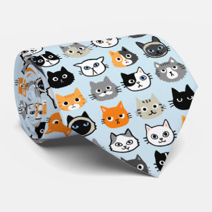 Cat Faces Pattern   Cool Kitty Cat Lover's Tie