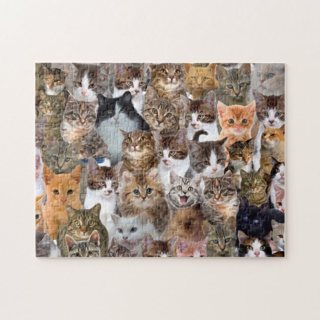 Cat Faces Pattern Jigsaw Puzzle (Horizontal)