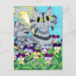 Cat Fairy with Pansies Postcard