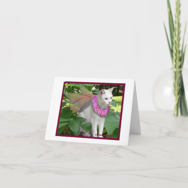 Cat Fairy with Pansy Necklace Notecard (Front)