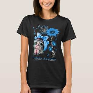 Cat Faith Hope Love Diabetes Awareness Sunflower T-Shirt