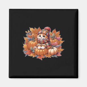 Cat-fall-leaves-hello-autumn-cat-kitten-lover-than Magnet