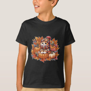 Cat-fall-leaves-hello-autumn-cat-kitten-lover-than T-Shirt