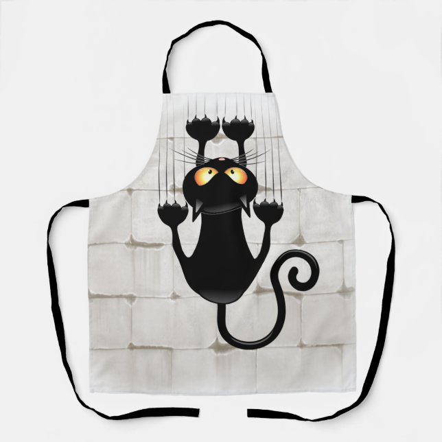Cat Falling down fun cartoon character Apron (Front)