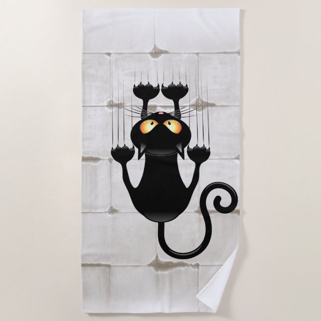 Cat Falling down fun cartoon character Beach Towel (Front)
