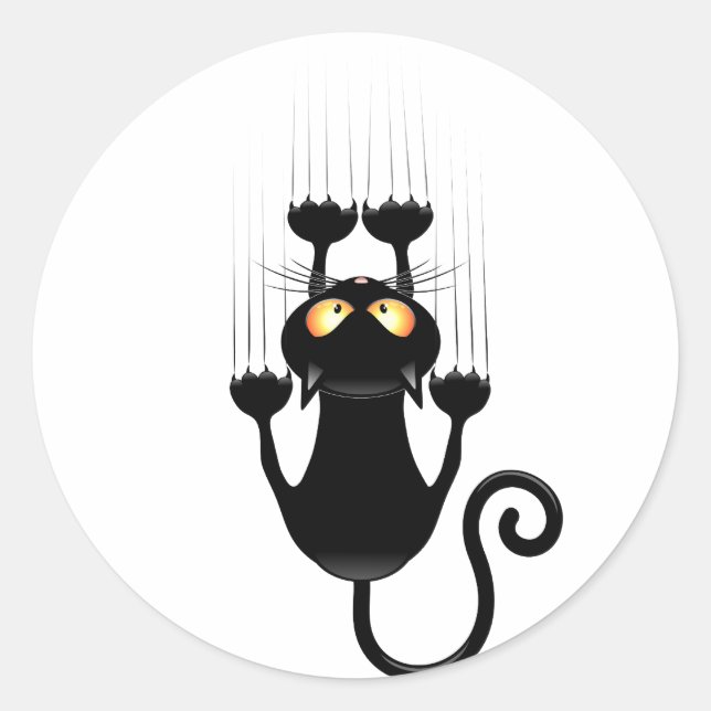Cat Falling down fun cartoon character Classic Round Sticker (Front)