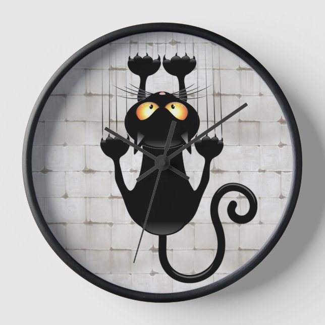 Cat Falling down fun cartoon character Clock (Front)