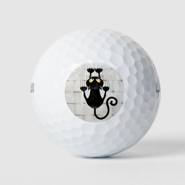 Cat Falling down fun cartoon character Golf Balls (Front)