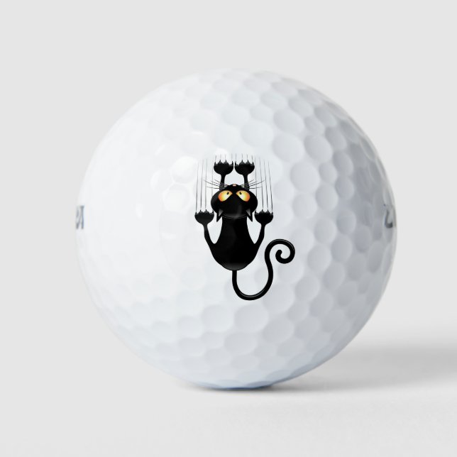 Cat Falling down fun cartoon character Golf Balls (Front)
