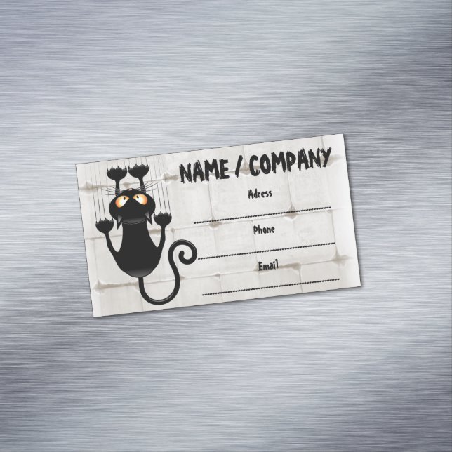 Cat Falling down fun cartoon character Magnetic Business Card (In Situ)