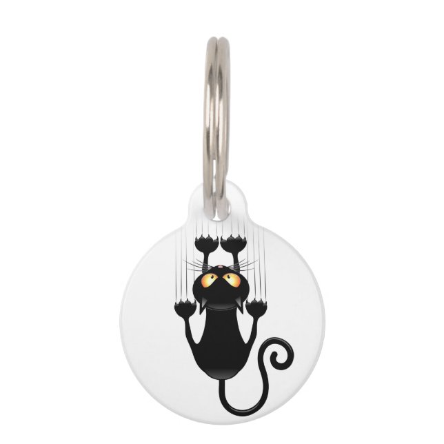 Cat Falling down fun cartoon character Pet Tag (Front)