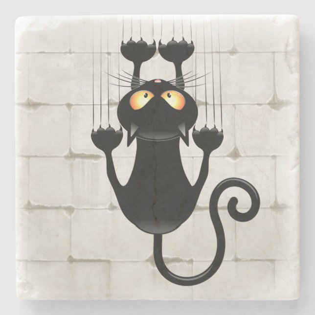 Cat Falling down fun cartoon character Stone Coaster (Front)