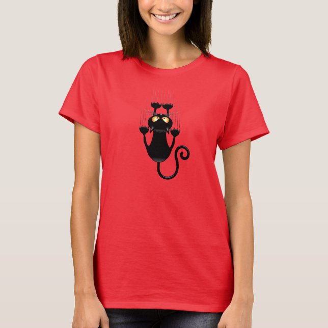 Cat Falling down fun cartoon character T-Shirt (Front)
