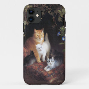 Cat Family and Ivy Leaf by Henriette Ronner-Knip iPhone 11 Case