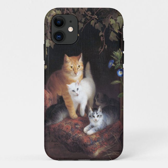 Cat Family and Ivy Leaf by Henriette Ronner-Knip Case-Mate iPhone Case (Back)