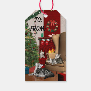 Cat family Christmas Gift Tags
