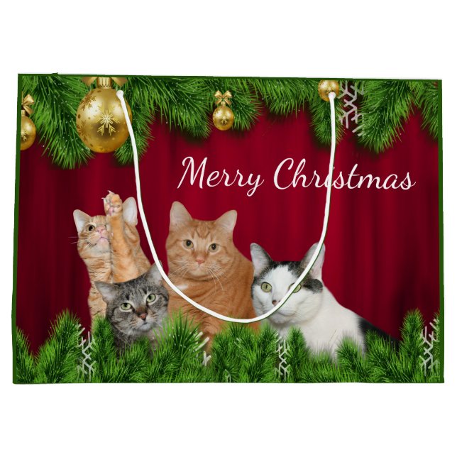Cat family Christmas Large Gift Bag (Back)