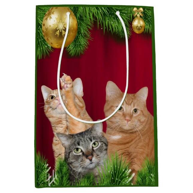 Cat family Christmas Medium Gift Bag (Front)