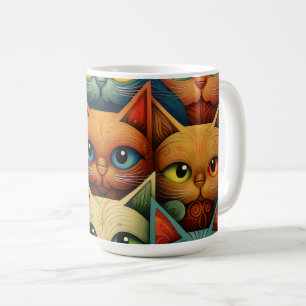 Cat Family Colourful Whimsical 4b Coffee Mug