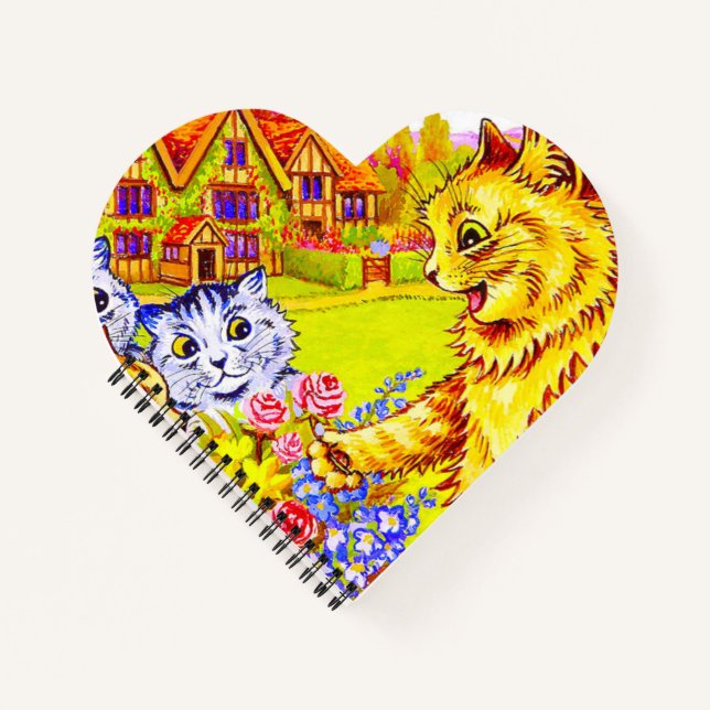 Cat Family in Garden Notebook (Front)