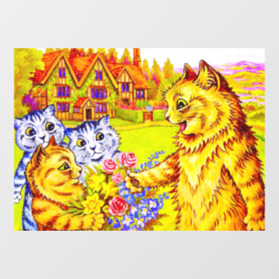 Cat Family in Garden Window Cling