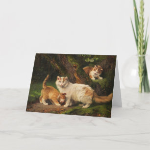 Cat Family Playing Julius Adam the Younger Card